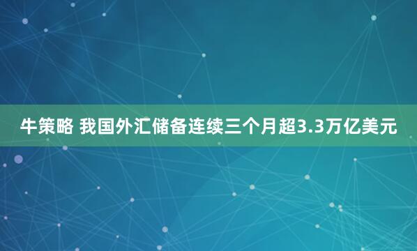 牛策略 我国外汇储备连续三个月超3.3万亿美元